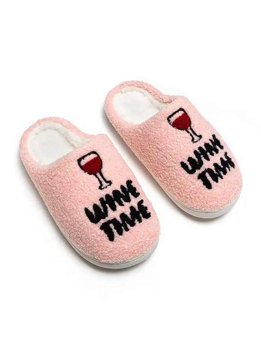 Indoor / Outdoor Slippers - "Wine Time" - Pink